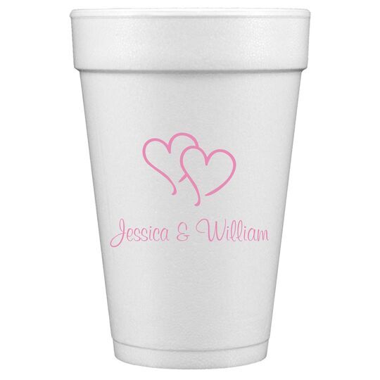 Modern Double Hearts Styrofoam Cups